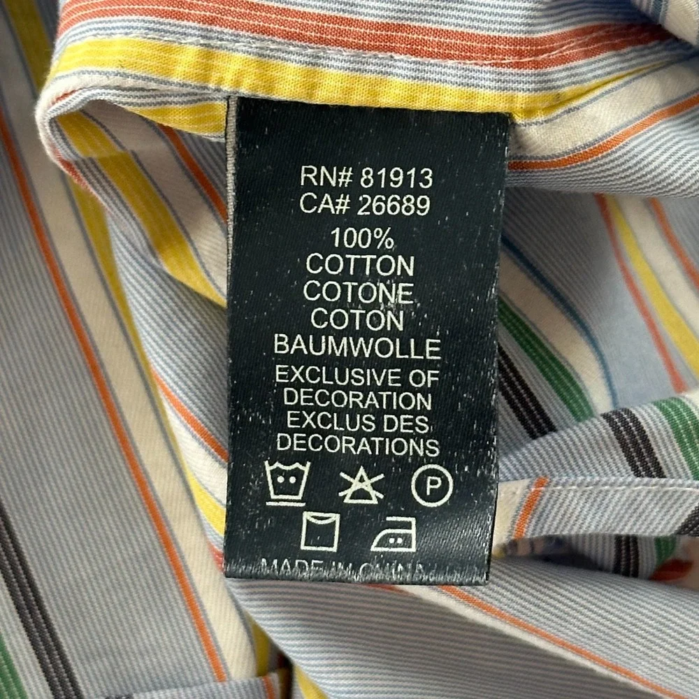 Robert Graham Mens XL Shirt Long Sleeve‎ Flip Cuff  Striped Multicolor Cotton - Picture 6 of 10